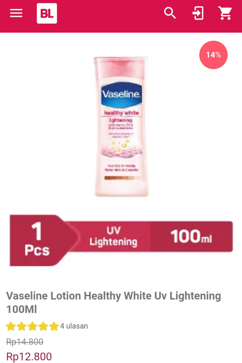 Harga Vaseline Healthy White UV Lightening